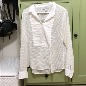 White dotted j crew blouse size 8